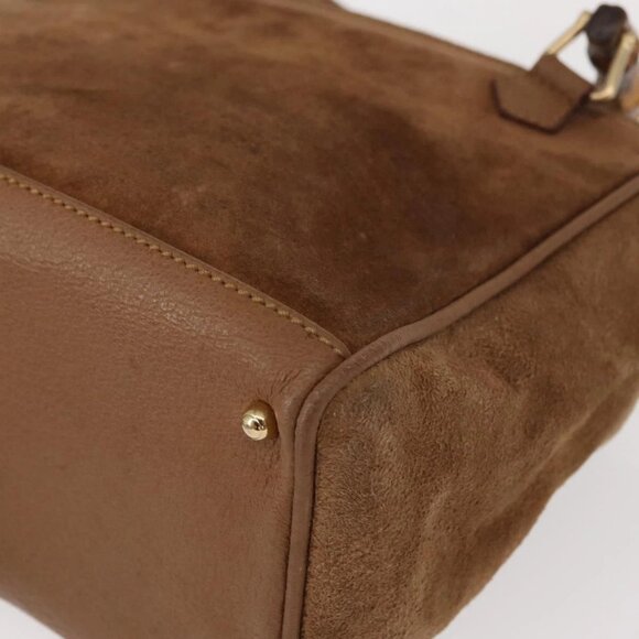 GUCCI Bamboo Hand Bag Suede Brown Gold 000 122 0316 Auth gh1243 - Picture 5 of 16